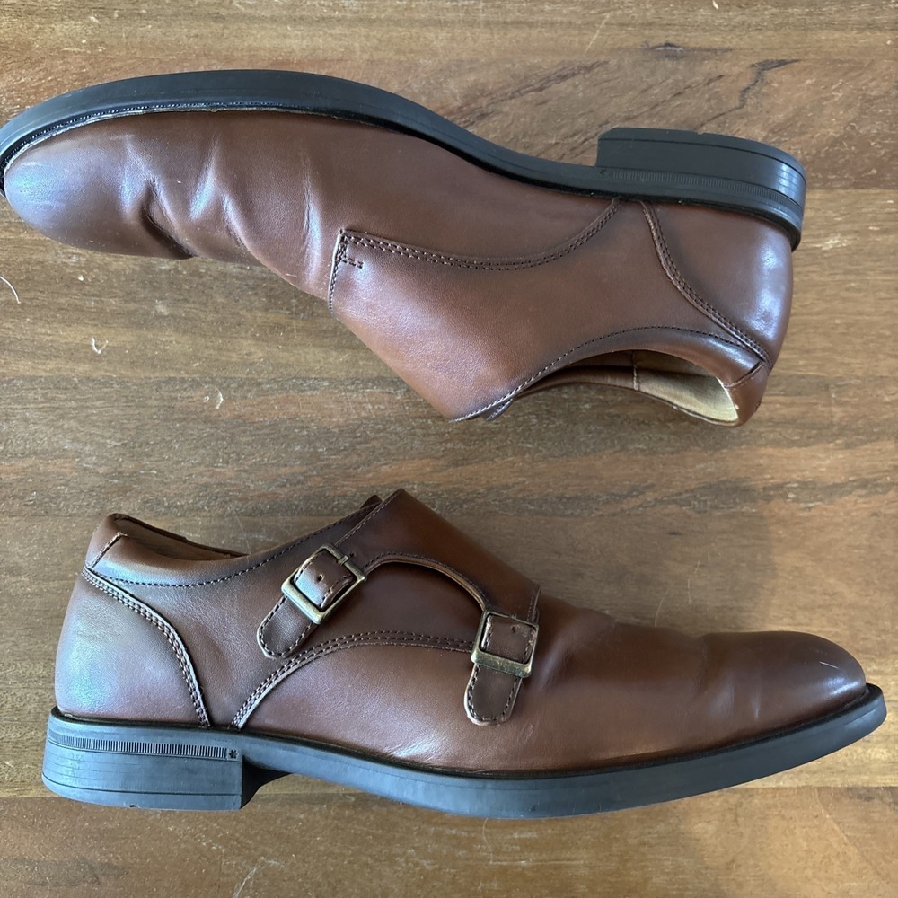 Men's Dress Shoes Size 11.5 Cognac Brown Apt. 9 Howiee Eco Ortholite Monk Strap